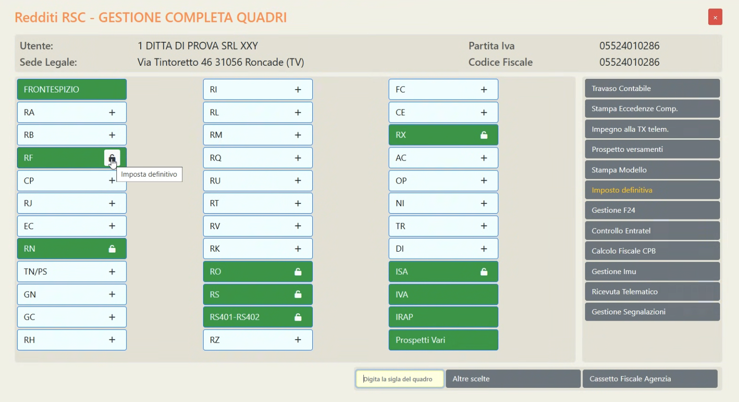 Gestione completa quadri dichiarativi